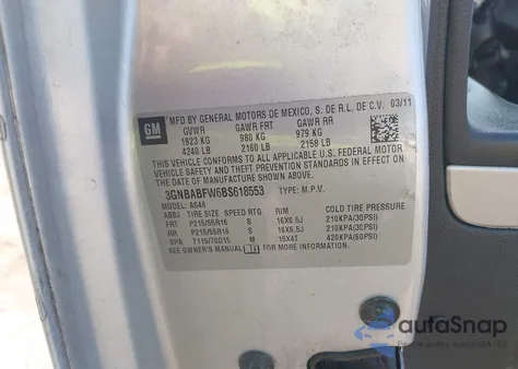 2011 Chevrolet Hhr Lt from USA, damaged, VIN 3GNBABFW6BS618553